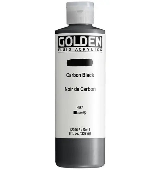Carbon Black Acrylic Fluid Paint – 8 Oz High-Flow Consistency 1