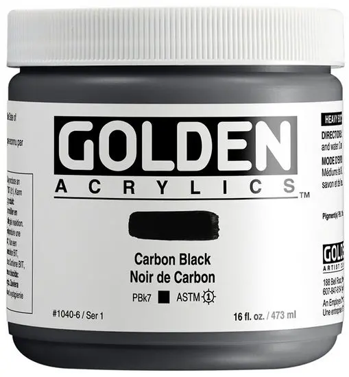 Carbon Black Heavy Body Acrylic Paint – 16Oz Jar, Series 1 1