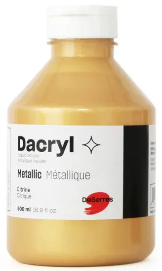 Citrine Metallic Liquid Acrylic Paint – 500Ml Bottle 1
