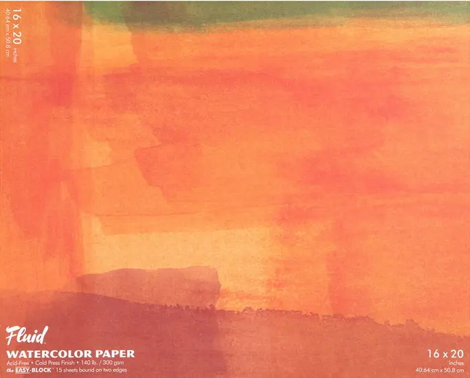 Cold-Pressed Watercolor Pad – 140Lb, 16×20 Inches, 15-Sheet Block 1