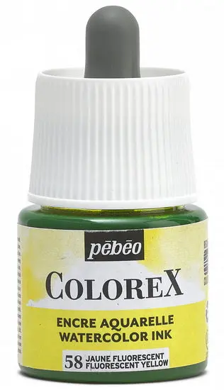 Colorex Fluorescent Yellow Watercolor Ink – 45Ml Bottle 1