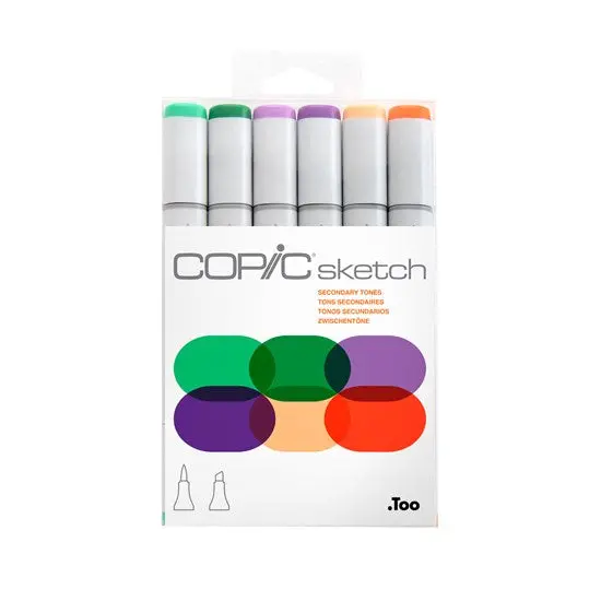 Copic Sketch Marker Set – 6 Secondary Tone Colors 1