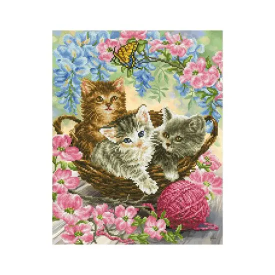 Diamond Dotz Kitty Knits – Full-Drill Cross-Stitch Style Craft Kit 1