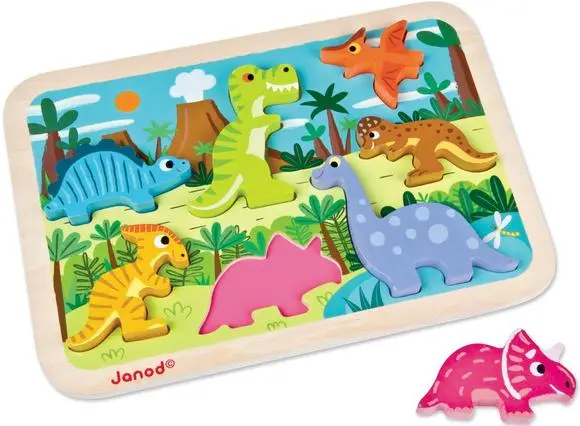 Dinosaur-Themed Chunky Wooden Puzzle – 7 Pieces 1