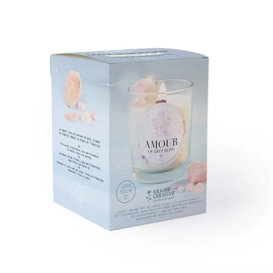 Diy Lithotherapy Candle Making Kit – Rose Quartz Crystal Infused Soy Wax 1