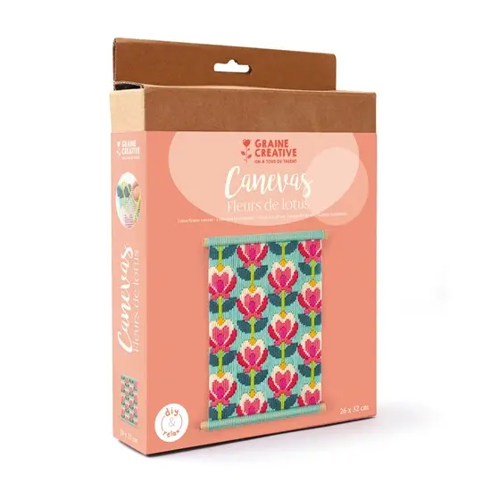 Diy Lotus Flower Canvas Painting Kit – Pre-Printed Stretched Canvas With Supplies 1