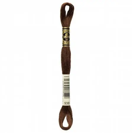 Dmc Embroidery Floss – Ultra Dark Coffee Brown (Color #938), 8.7 Yd Skein 1