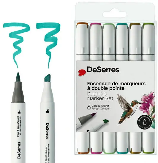 Dual-Tip Alcohol Marker Set – Forest Color Palette, 6-Pack 1