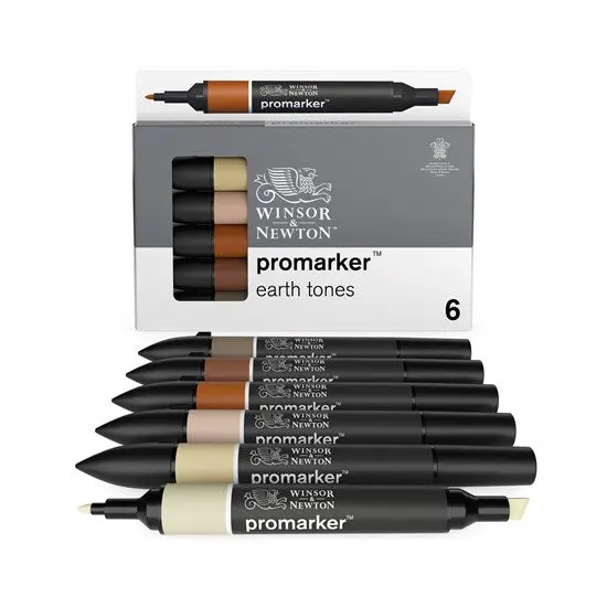 Earth Tone Dual-Tip Promarker Set – 6-Piece Collection 1