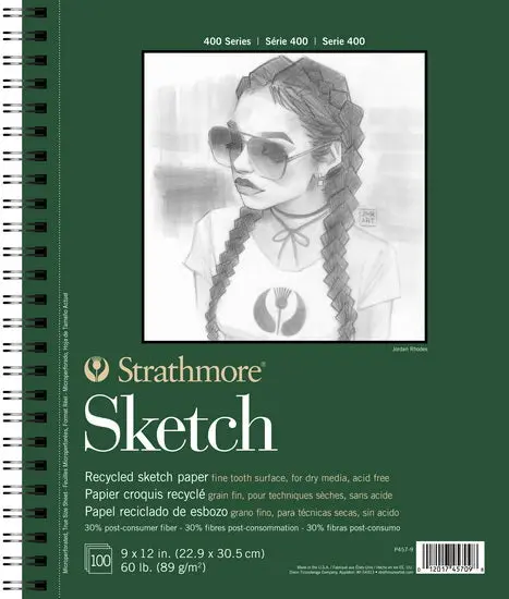 Eco-Friendly Recycled Sketch Pad – 9×12 Inches, 100 Sheets 1