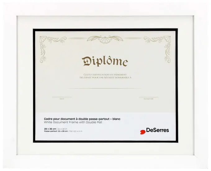 Elegant White Diploma Display Frame – Ready To Hang 1