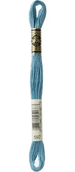 Embroidery Floss – Turquoise Shade (#597), 8-Meter Skein 1