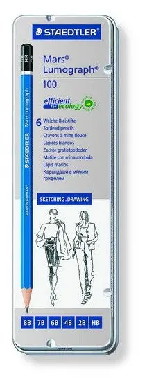 Faber-Castell Lumograph Black Pencil Set – 6-Piece Professional Graphite Collection 1