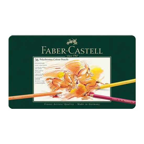 Faber-Castell Polychromos Colored Pencil Set – 36 Colors In Metal Tin 1