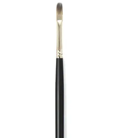 Filbert-Shaped Synthetic Bristle Brush – Long Handle, Size #4 1