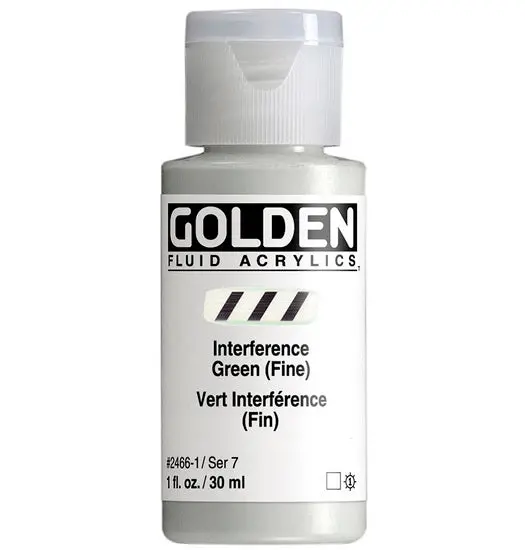 Fine Interference Green Fluid Acrylic – 1 Oz Metallic Sheen Effect 1