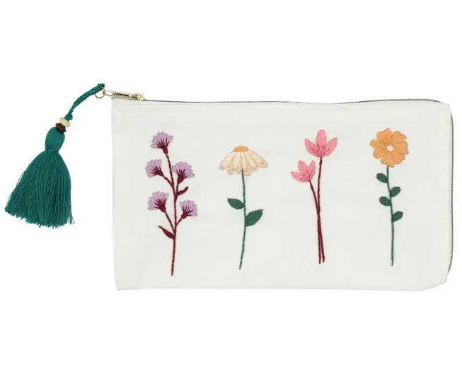 Floral Embroidery Pouch Diy Kit – Beginner-Friendly Stitching Project 1