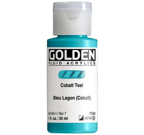 Fluid Acrylic Paint – Cobalt Teal (1 Oz) 1