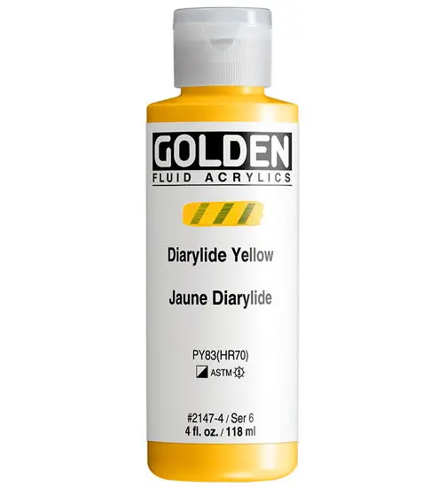 Fluid Acrylic Paint In Diarylide Yellow, 4 Oz Bottle 1