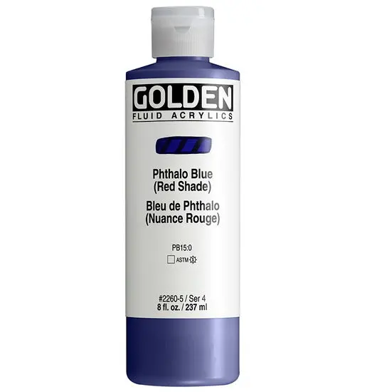 Fluid Acrylic Paint – Phthalo Blue (Red Shade), 8Oz (Series 4) 1