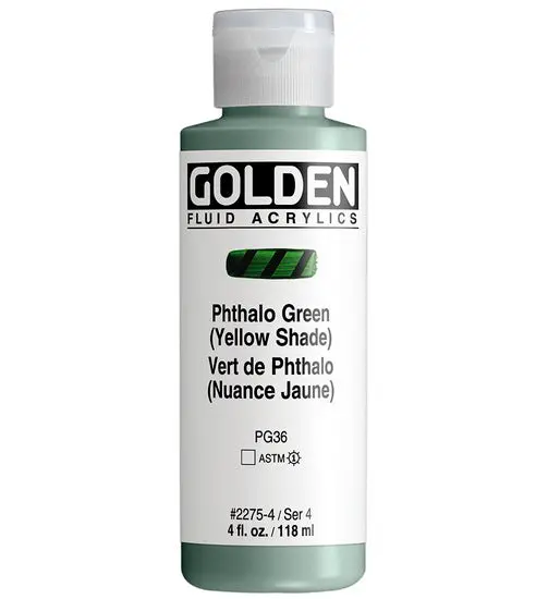 Fluid Acrylic Paint — Phthalo Green (Yellow Shade), 4 Oz (Series 4) 1