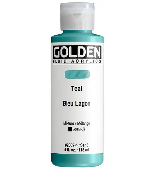 Fluid Acrylic Paint – Teal Hue (Series 3) – 4 Oz (118Ml) Bottle 1