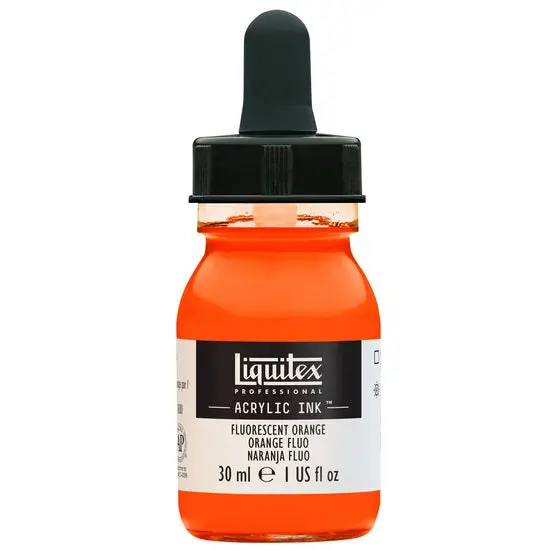 Fluorescent Acrylic Ink – Bright Orange, 30 Ml High-Flow Bottle 1