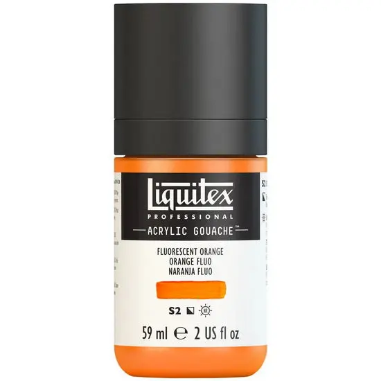 Fluorescent Orange Acrylic Gouache Paint – 2 Oz (S2) 1