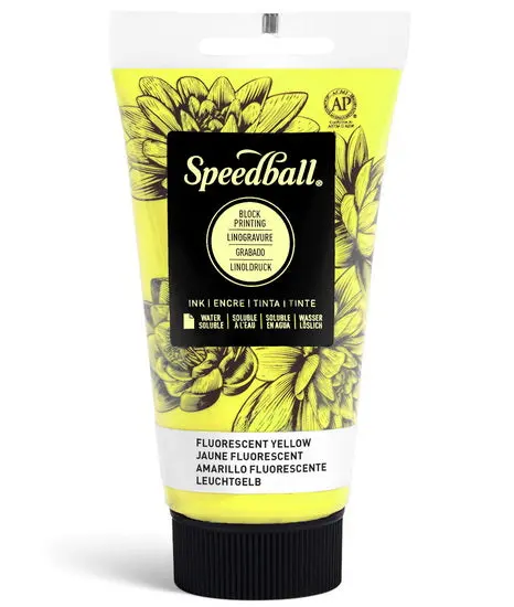 Fluorescent Yellow Linocut Printing Ink – 8Oz 1
