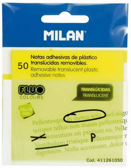 Fluorescent Yellow Translucent Notepad – 50 Sheets, 7.6 × 7.6 Cm 1