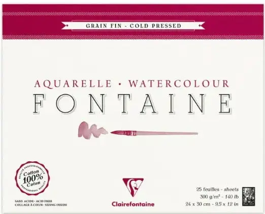 Fontaine Cold-Pressed Watercolor Paper Pad – 25 Sheets, 24×30Cm 1