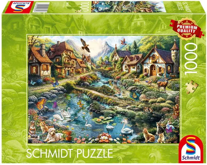 Forest Edge Village Jigsaw Puzzle – 1000-Piece Scenic Landscape 1