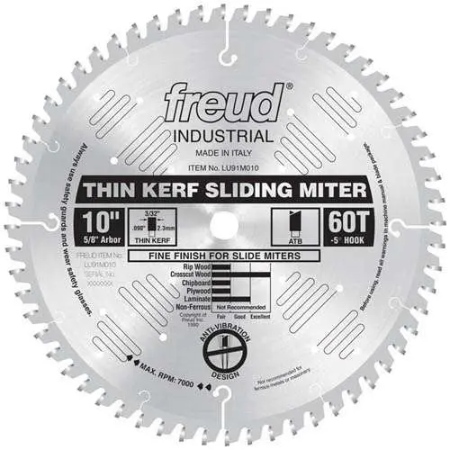 Freud 10" Thin-Kerf Sliding Compound Miter Saw Blade For Reduced Material Waste 1
