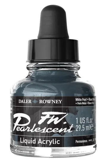 Fw Pearlescent Acrylic Ink In White Pearl – 29 Ml Metallic Fluid Ink 1