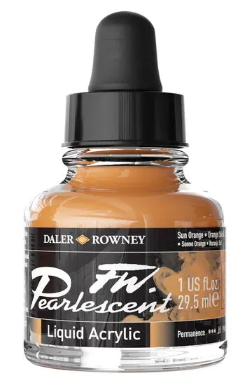 Fw Pearlescent Acrylic Ink – Orange Sun, 29 Ml Bottle 1