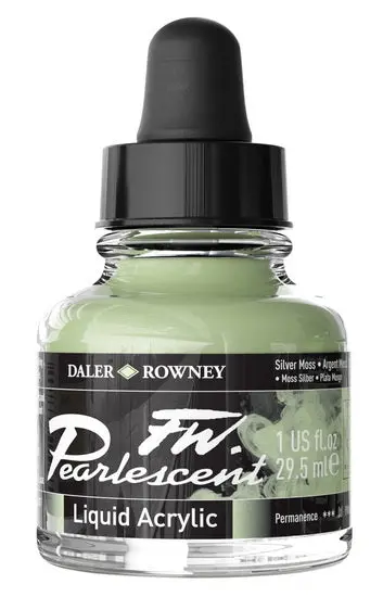 Fw Pearlescent Acrylic Ink – Silver Moss, 29Ml 1