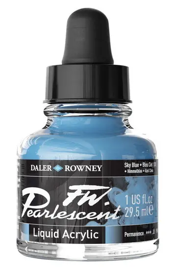 Fw Pearlescent Acrylic Ink – Sky Blue, 29Ml Bottle 1
