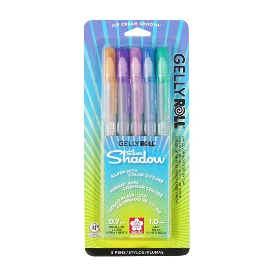 Gelly Roll Silver Shadow Gel Pen Set – 5-Pack Metallic Ink 1