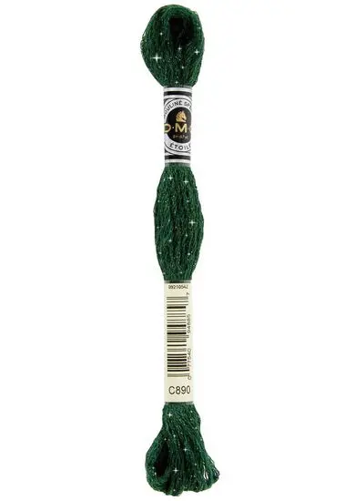 Glitter Embroidery Floss – Ultra-Dark Pistachio Green Thread 1
