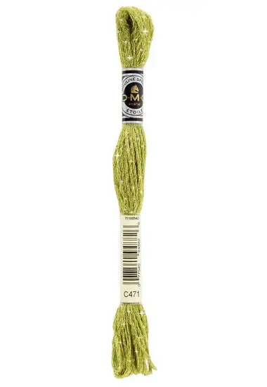 Glitter Embroidery Floss – Very Light Avocado Green, Metallic Sheen 1