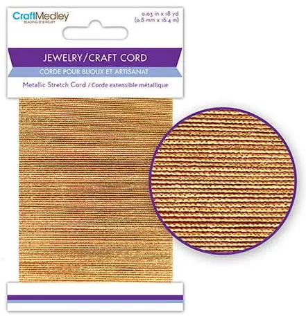 Gold Metallic Stretch Cord – 0.8 Mm Diameter, 16 Meter Spool 1