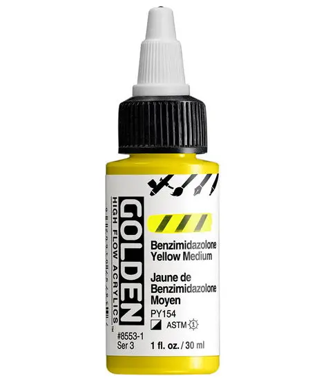 Golden High Flow Acrylic – Benzimidazolone Yellow Medium, 1 Oz 1