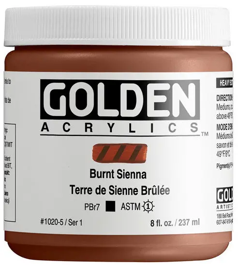 Golden High Flow Acrylic – Burnt Sienna, 8 Oz 1