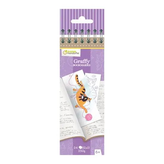 Graffy Cat-Themed Bookmarks – Illustrated Cardstock Set 1