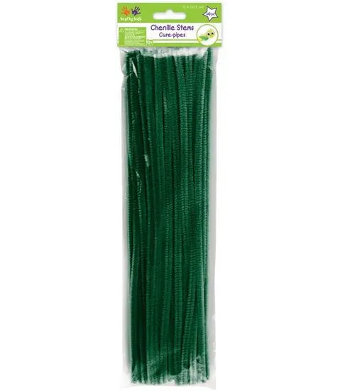Green Chenille Stems – Pack Of 40, 30 Cm Each 1