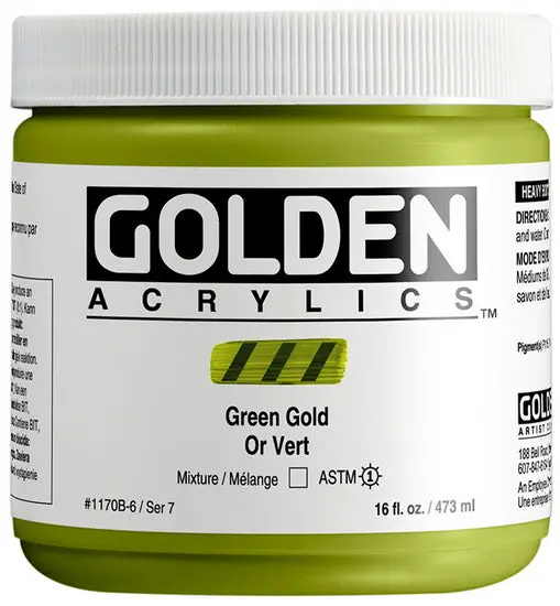 Green Gold Heavy Body Acrylic Paint – 16Oz Vibrant Artist Grade 1