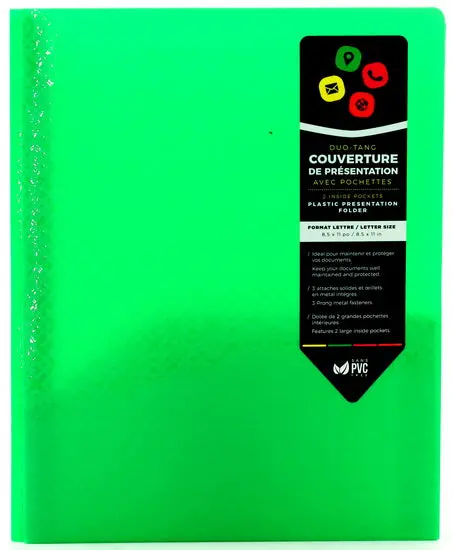 Green Textured Relief Folder – 2-Pocket Design With Prong Fasteners 1