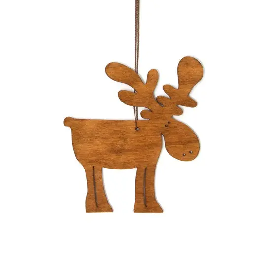 Handcrafted Wooden Deer Ornament – 12 Cm Brown Finish, Decorative Accent 1
