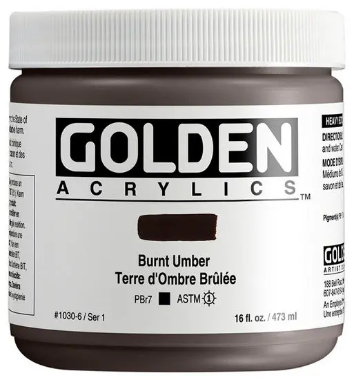 Heavy-Body Acrylic Paint – Burnt Umber, 16 Oz (Series 1) 1