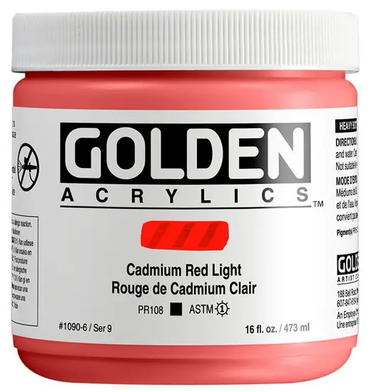 Heavy Body Acrylic Paint – Cadmium Red Light (16 Oz) 1